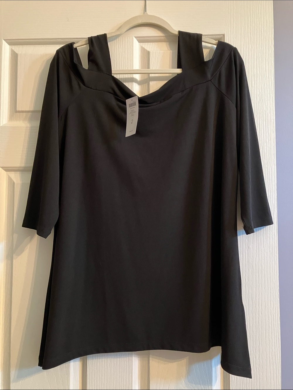 Chico's Black Cold-Shoulder Tunic Top